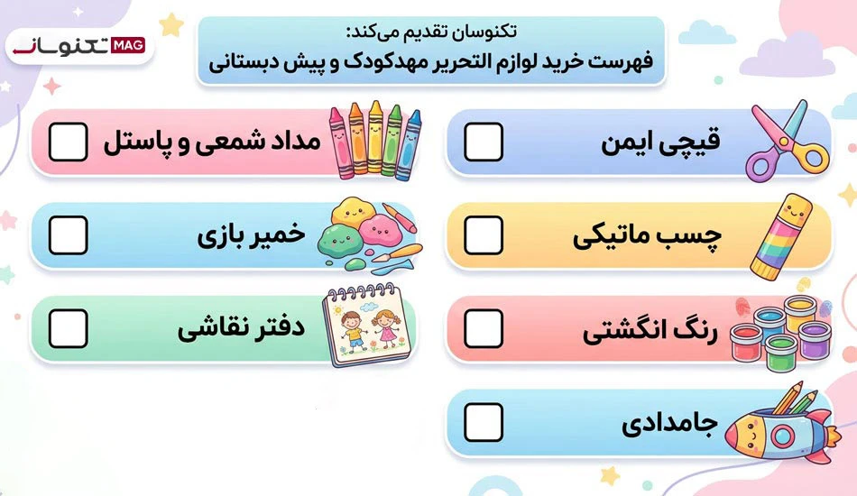 لیست لوازم تحریر