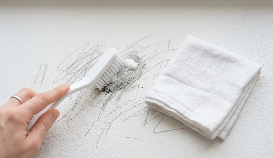 آموزش پاک کردن اثر مداد از روی دیوار گچی