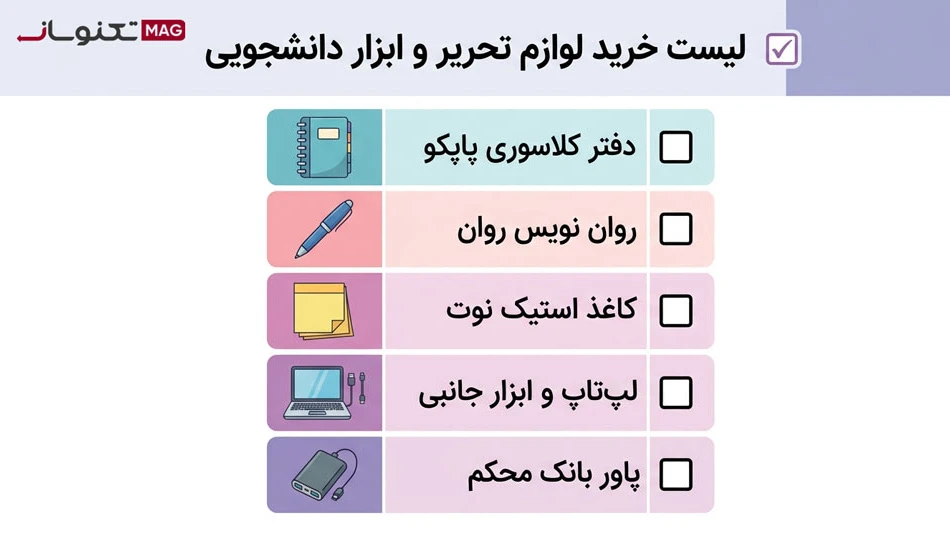 لیست لوازم تحریر