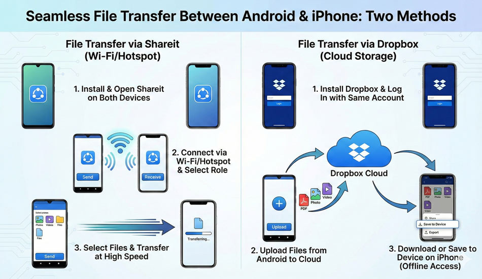 انتقال اطلاعات از اندروید به ایفون ۱۳