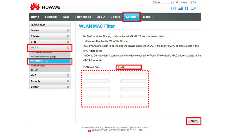 روش فیلترینگ آدرس MAC مودم