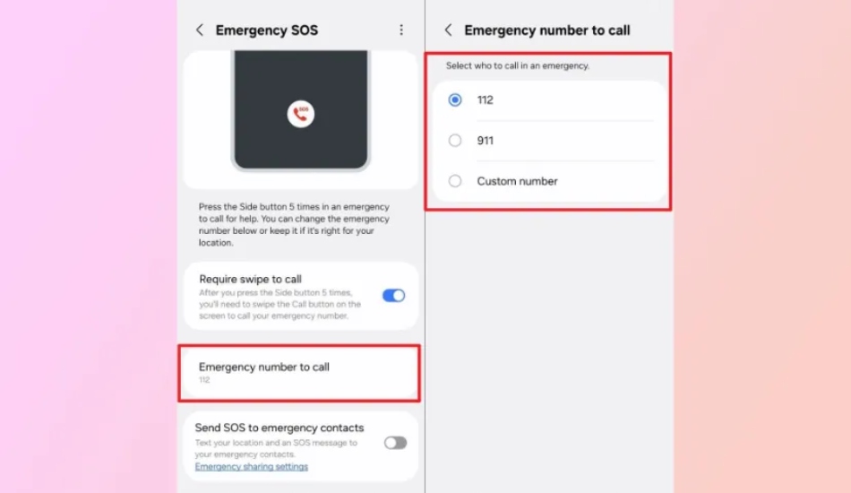 فعال‌سازی Emergency SOS