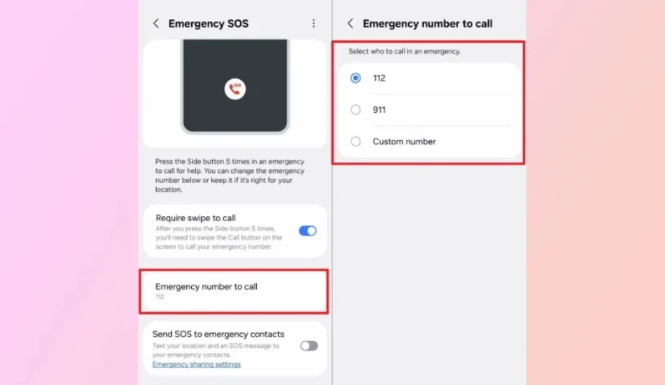 فعال‌سازی Emergency SOS