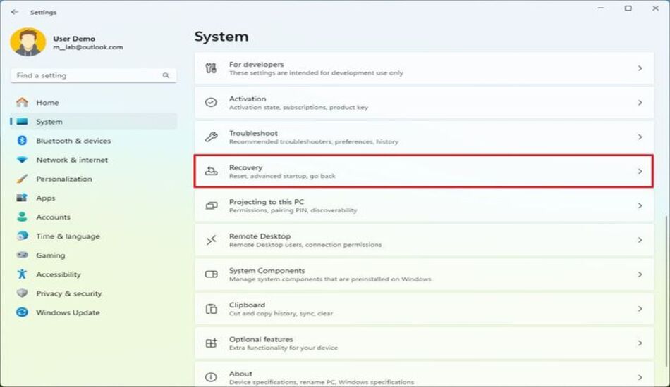 ریست فکتوری ویندوز ۱۱