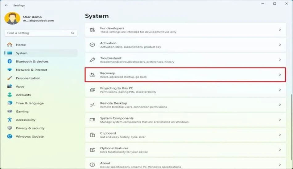 ریست فکتوری ویندوز ۱۱