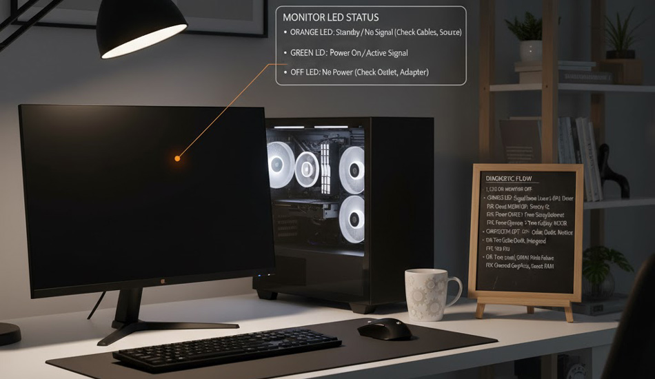 روشن بودن کیس اما خاموش شدن مانیتور