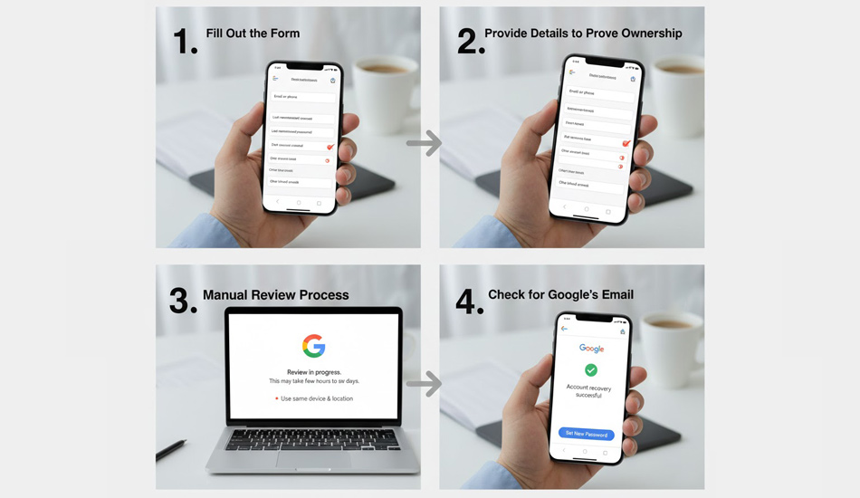 بازیابی رمز جیمیل با گوشی