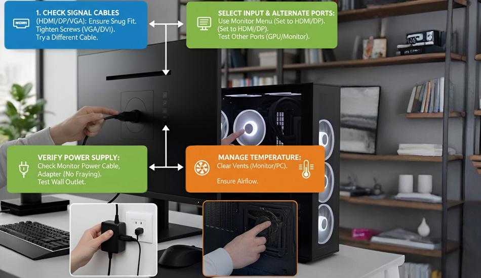 علت خاموش شدن صفحه مانیتور 