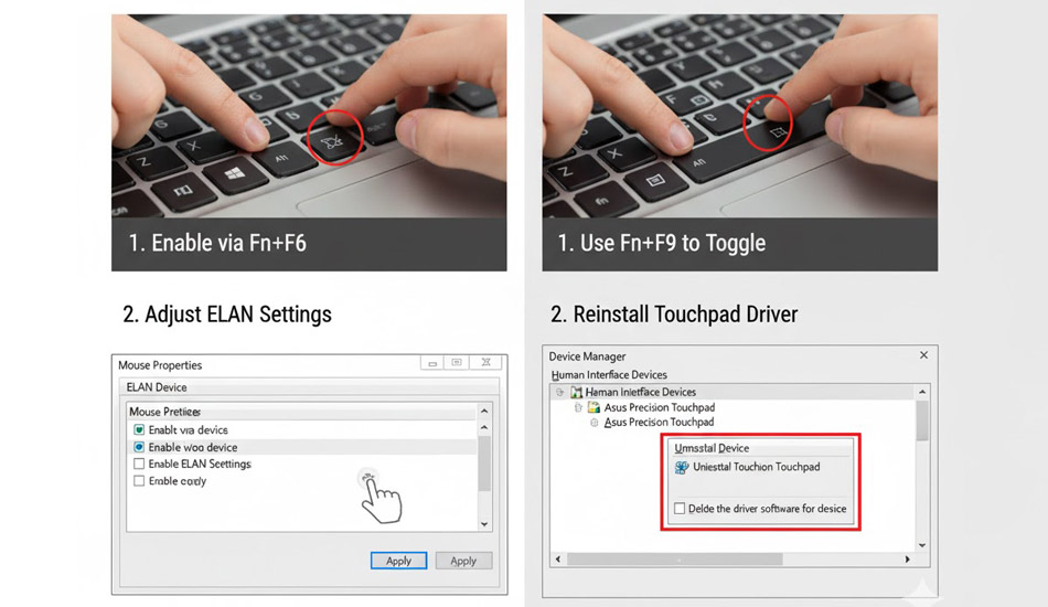 دلیل کار نکردن تاچ پد لپ تاپ