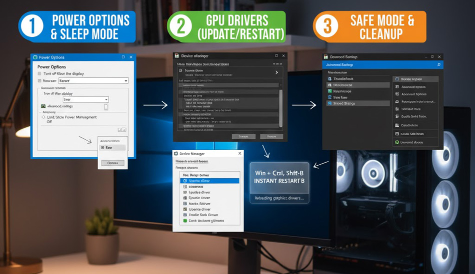 روشن بودن کیس اما خاموش شدن مانیتور