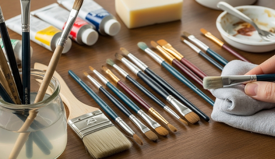 تمیز کردن قلم موی نقاشی