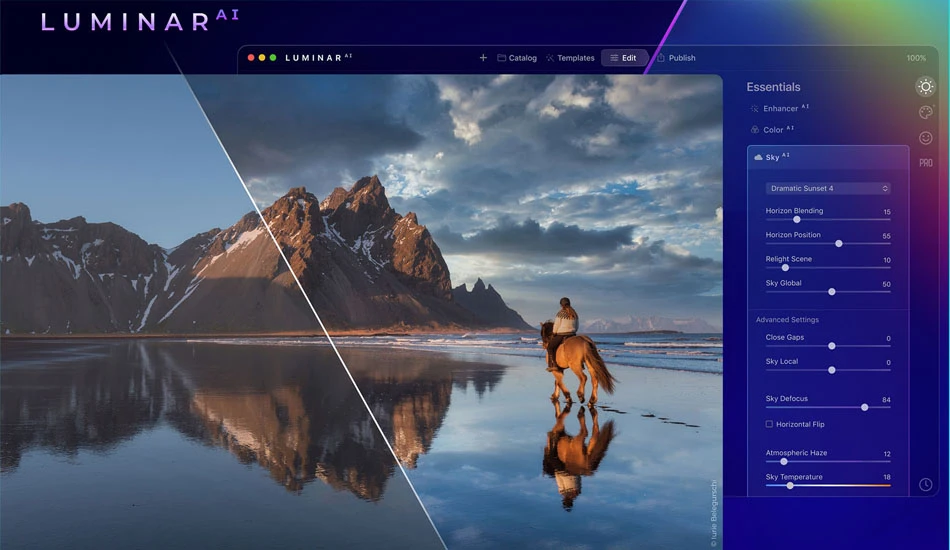 نرم افزار ادیت عکس برای کامپیوتر Luminar AI