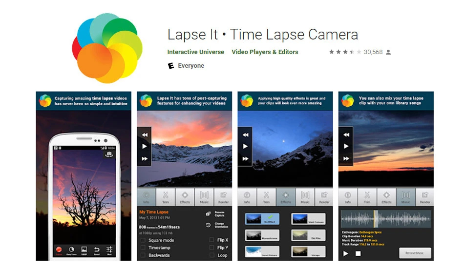نرم افزار Lapse It برای تایم لپس