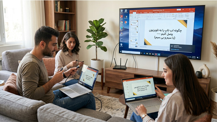 آموزش روش های اتصال لپ تاپ به تلویزیون بدون کابل و باسیم image