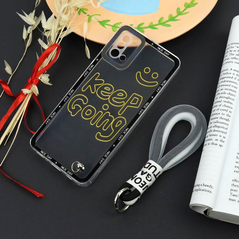 قاب طرحدار Keep Going محافظ لنزدار + بند آویز لنیارد Samsung Galaxy A31