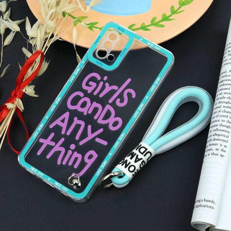 قاب طرحدار Girls Can Do محافظ لنزدار + بند آویز لنیارد Samsung Galaxy A31