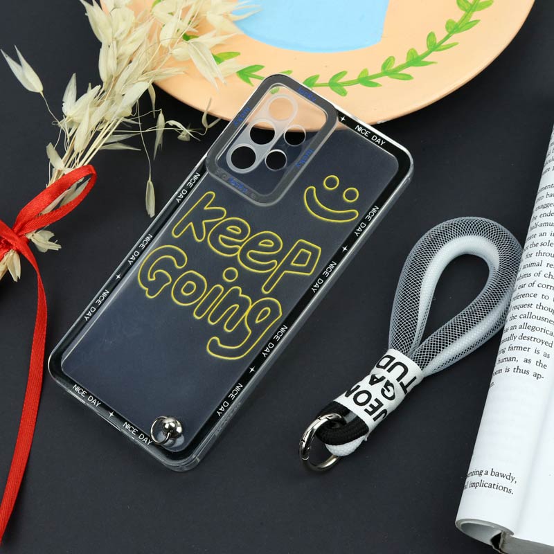 قاب طرحدار Keep Going محافظ لنزدار + بند آویز لنیارد Samsung Galaxy A33 5G