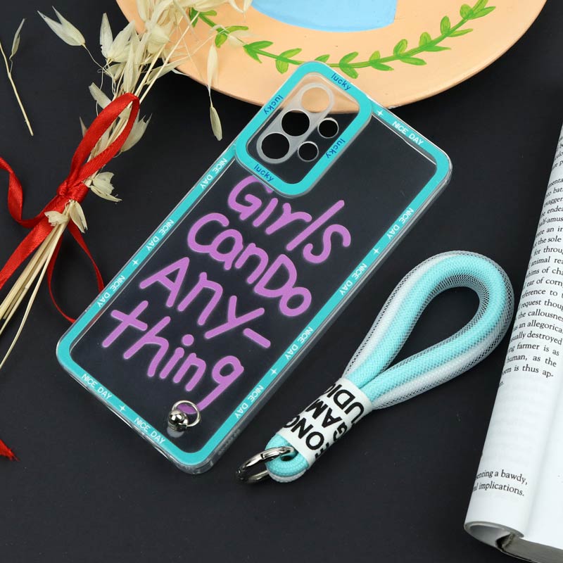 قاب طرحدار Girls Can Do محافظ لنزدار + بند آویز لنیارد Samsung Galaxy A52 / A52s
