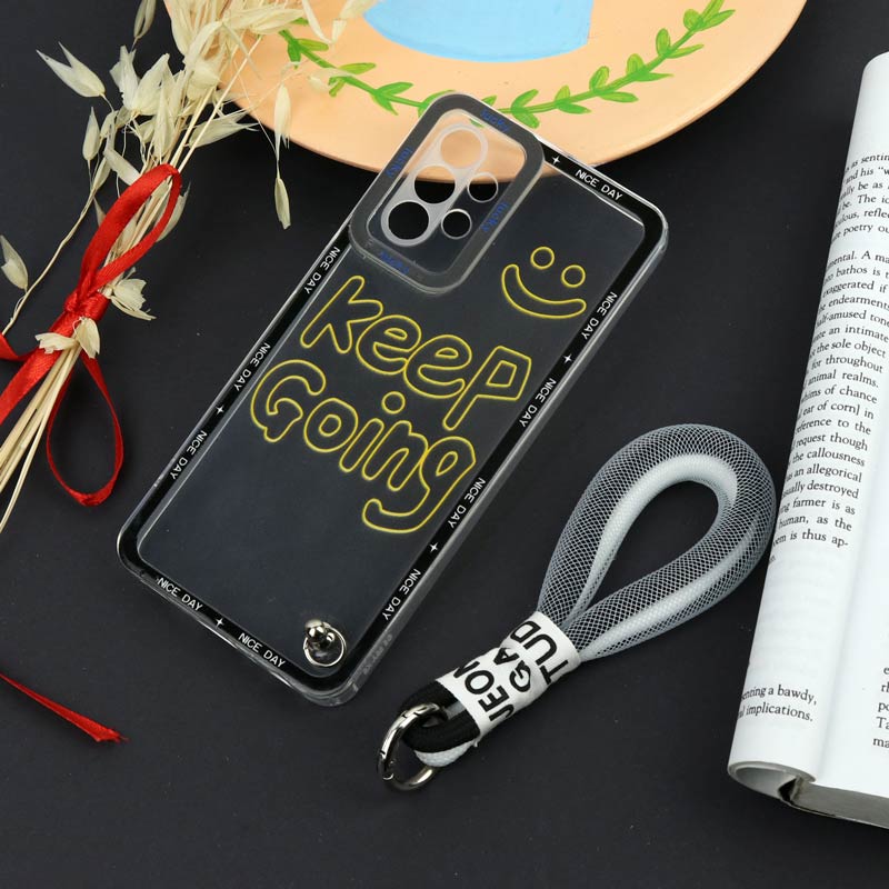 قاب طرحدار Keep Going محافظ لنزدار + بند آویز لنیارد Samsung Galaxy A52 / A52s