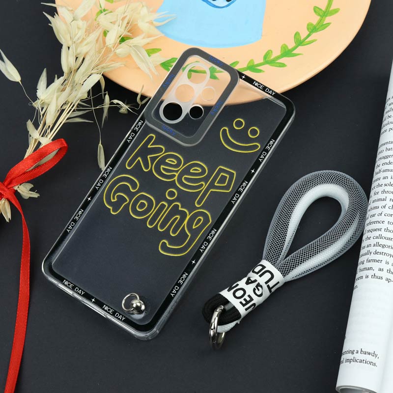 قاب طرحدار Keep Going محافظ لنزدار + بند آویز لنیارد Samsung Galaxy A53 5G