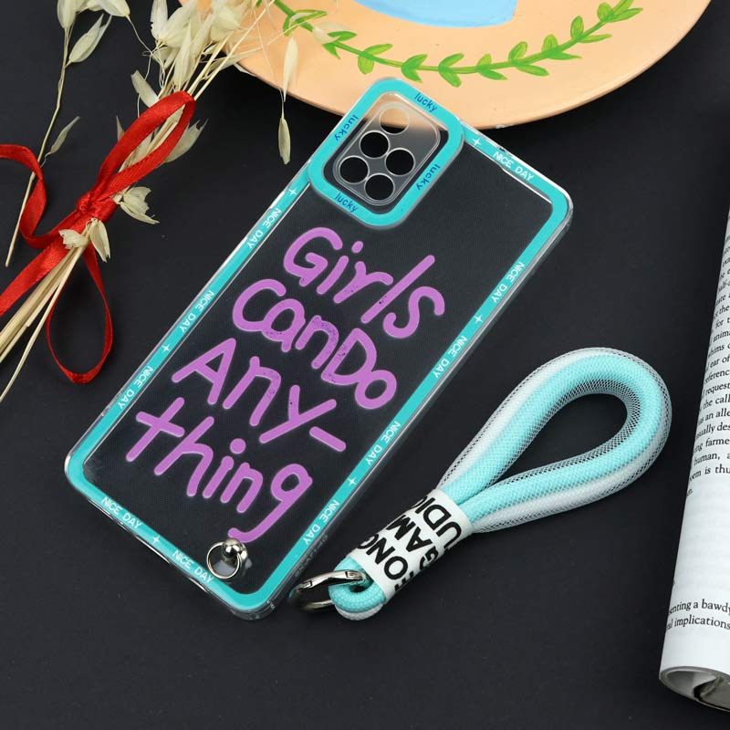 قاب طرحدار Girls Can Do محافظ لنزدار + بند آویز لنیارد Samsung Galaxy A71