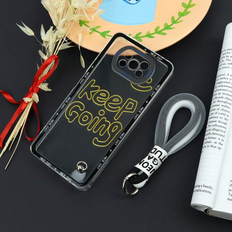 قاب طرحدار Keep Going محافظ لنزدار + بند آویز لنیارد Xiaomi Poco X3