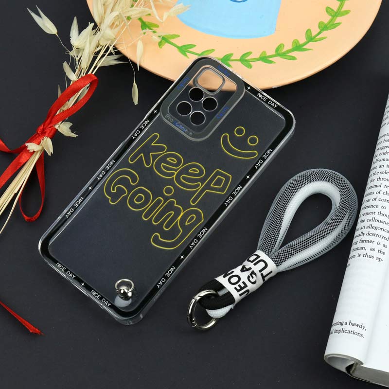 قاب طرحدار Keep Going محافظ لنزدار + بند آویز لنیارد Xiaomi Redmi 10