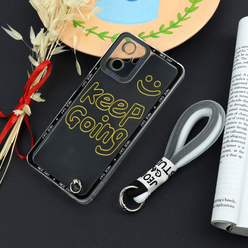 قاب طرحدار Keep Going محافظ لنزدار + بند آویز لنیارد Xiaomi Redmi Note 10