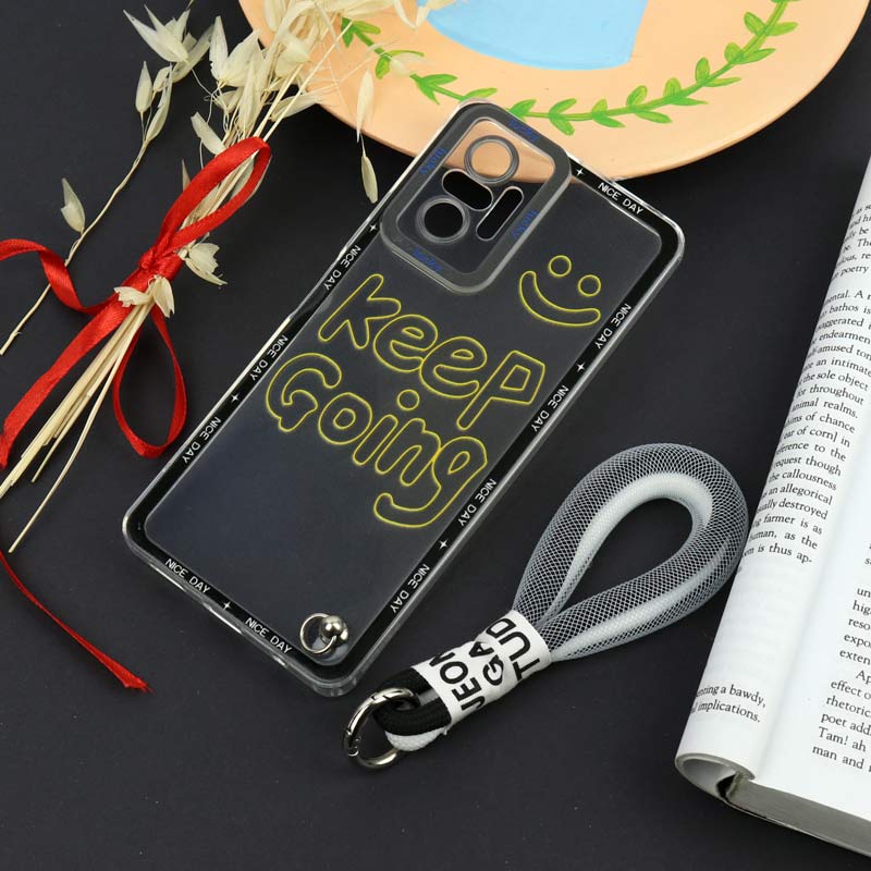 قاب طرحدار Keep Going محافظ لنزدار + بند آویز لنیارد Xiaomi Redmi Note 10 Pro