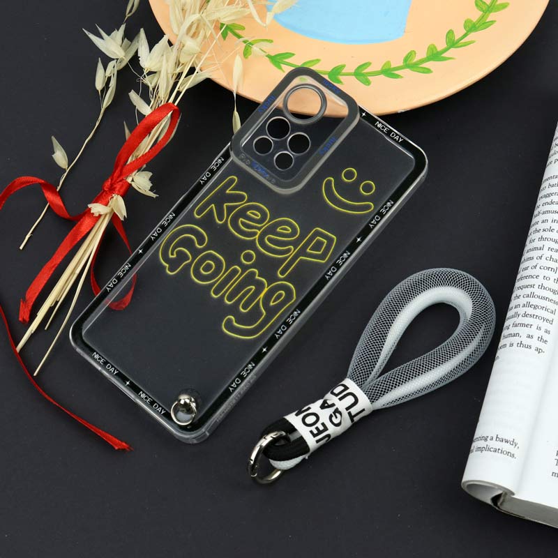 قاب طرحدار Keep Going محافظ لنزدار + بند آویز لنیارد Xiaomi Redmi Note 11 Pro Plus