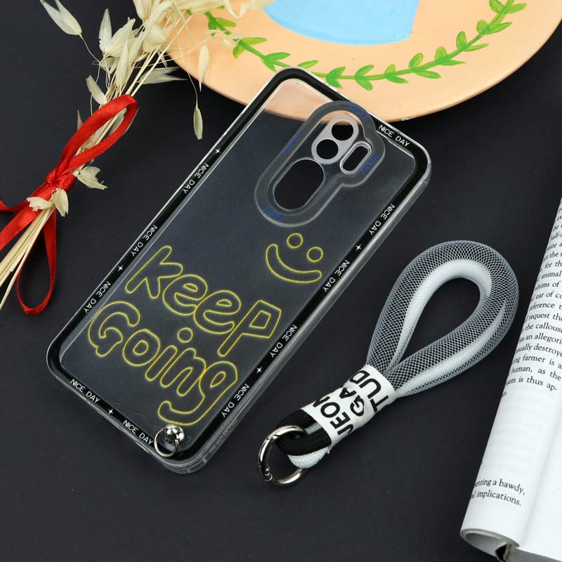 قاب طرحدار Keep Going محافظ لنزدار + بند آویز لنیارد Xiaomi Redmi Note 8 Pro