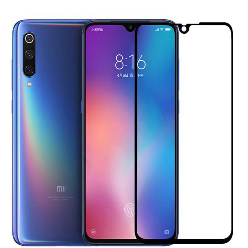 گلس تمام چسب Xiaomi Mi 9 مشکی