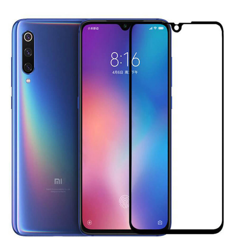 گلس تمام چسب Xiaomi Mi 9 مشکی