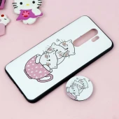 قاب فانتزی برجسته + پاپ سوکت طرح گربه شیائومی Redmi Note 8 Pro سری D