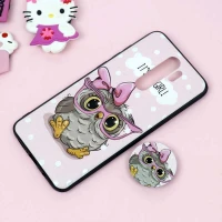 قاب فانتزی برجسته + پاپ سوکت طرح جغد شیائومی Redmi Note 8 Pro سری D