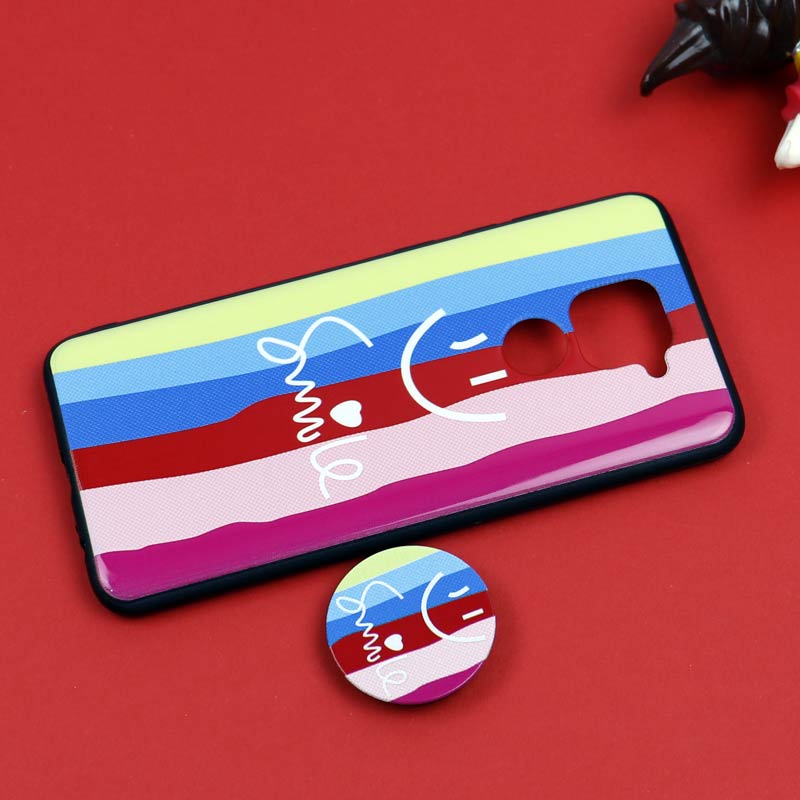 قاب فانتزی برجسته + پاپ سوکت طرح رنگین کمان شیائومی Redmi Note 9 سری D