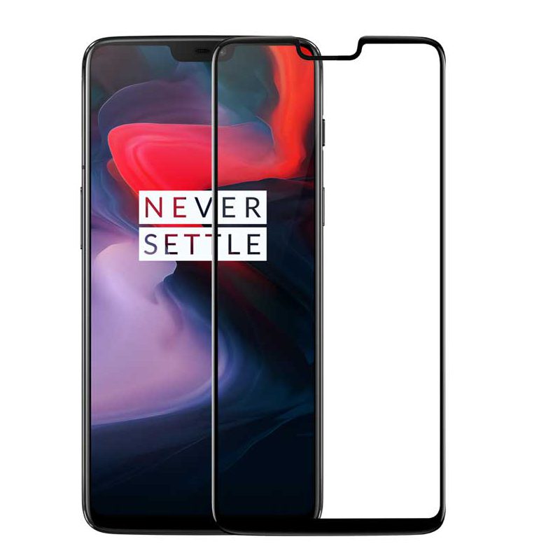 گلس تمام چسب One Plus 6 مشکی