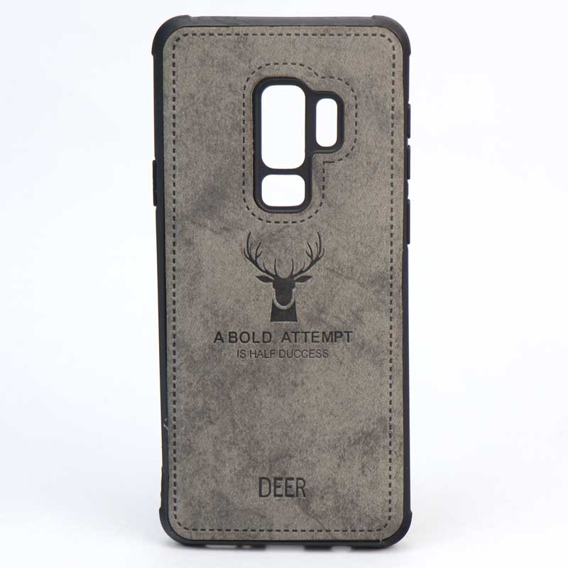 قاب چرمی طرح گوزن Samsung S9 Plus خاکستری