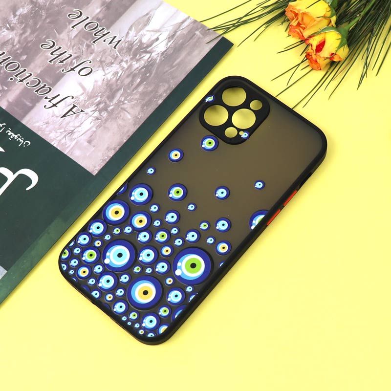 قاب PC مات محافظ لنزدار طرحدار چشم و نظر آیفون iPhone 12 Pro