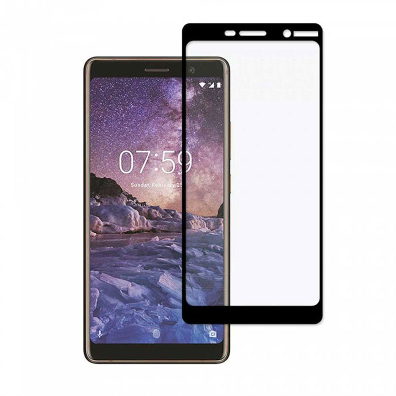 گلس تمام چسب Nokia 7 مشکی
