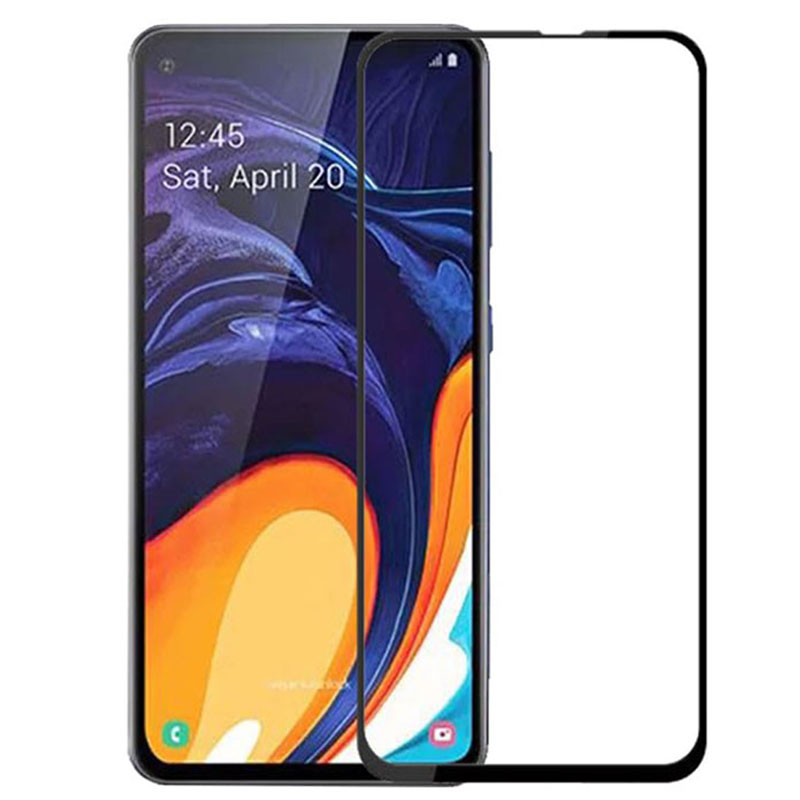 گلس تمام چسب Samsung A60 مشکی