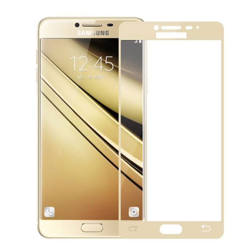 گلس تمام چسب Samsung C5 طلایی