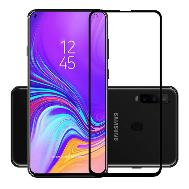 گلس تمام چسب Samsung A8s مشکی