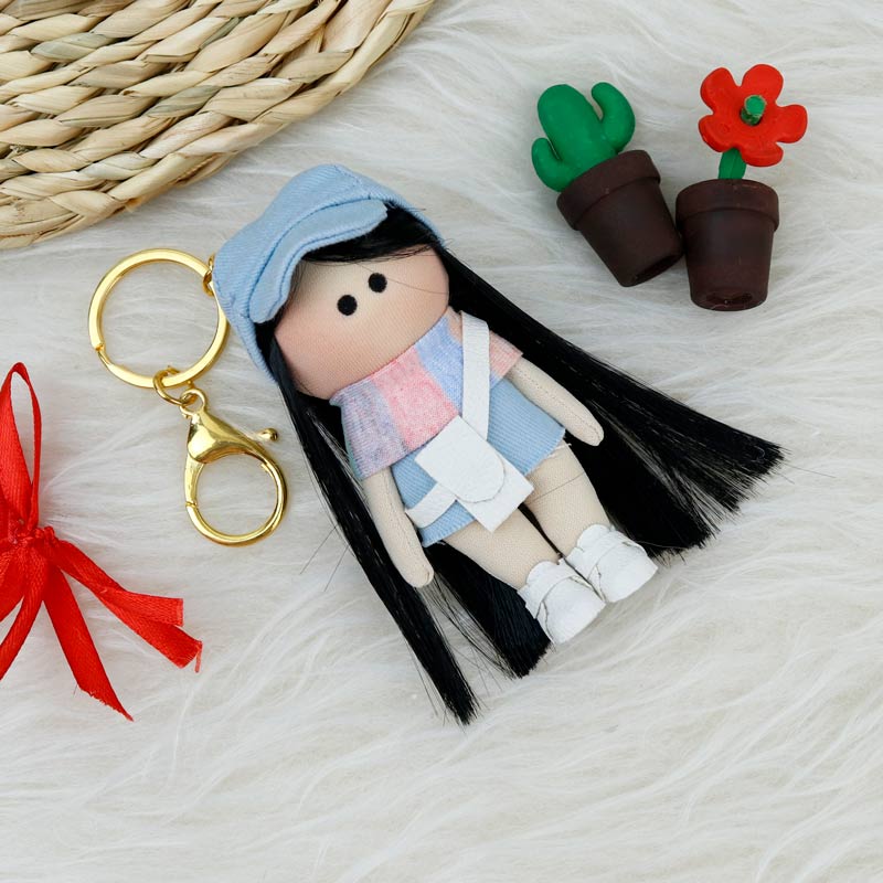 جاسوییچی عروسکی دست ساز رها لباس آبی سفید