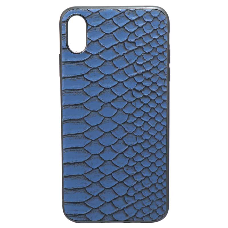 قاب چرمی پوست ماری iPhone XS Max سرمه ای
