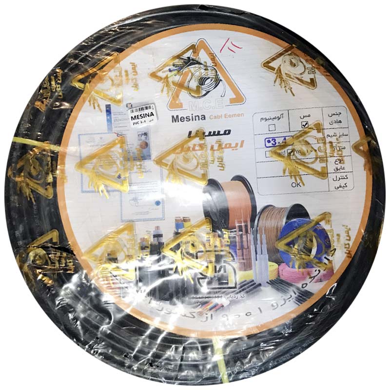 کابل برق مسی مسینا Mesina PVC 3*4 100m