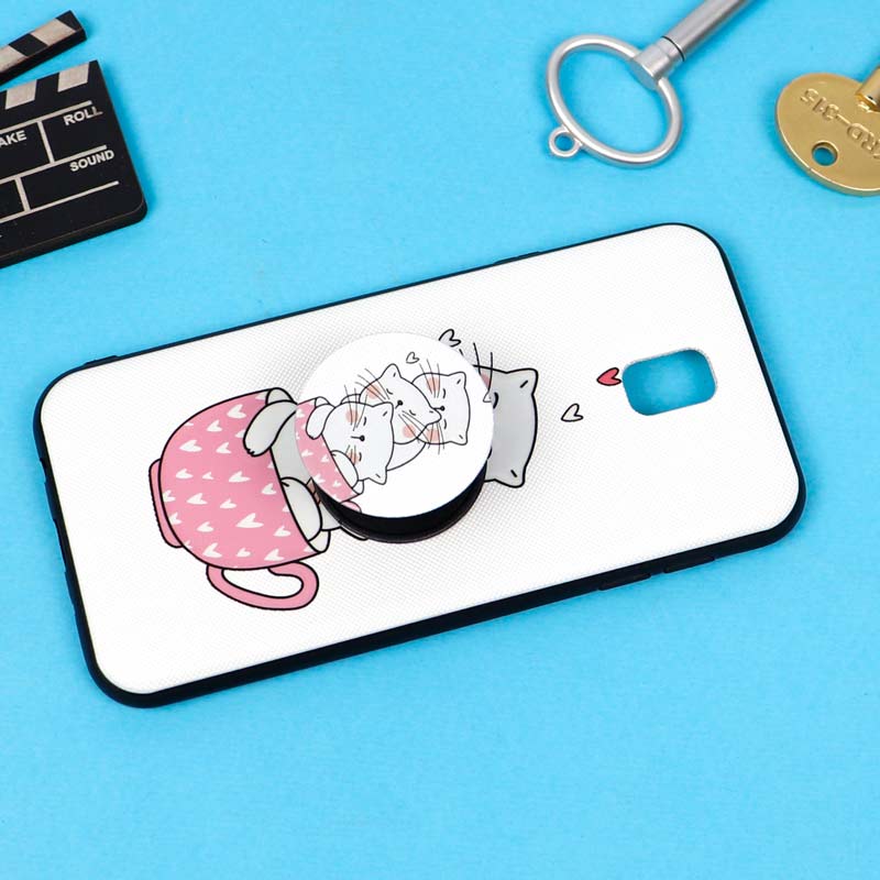 قاب فانتزی برجسته + پاپ سوکت طرح گربه سامسونگ J7 Pro سری D