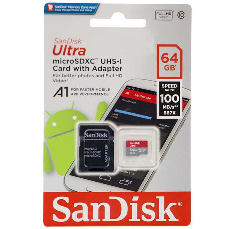 رم میکرو ۶۴ گیگ سن دیسک SanDisk Ultra U1 A1 100MB/s