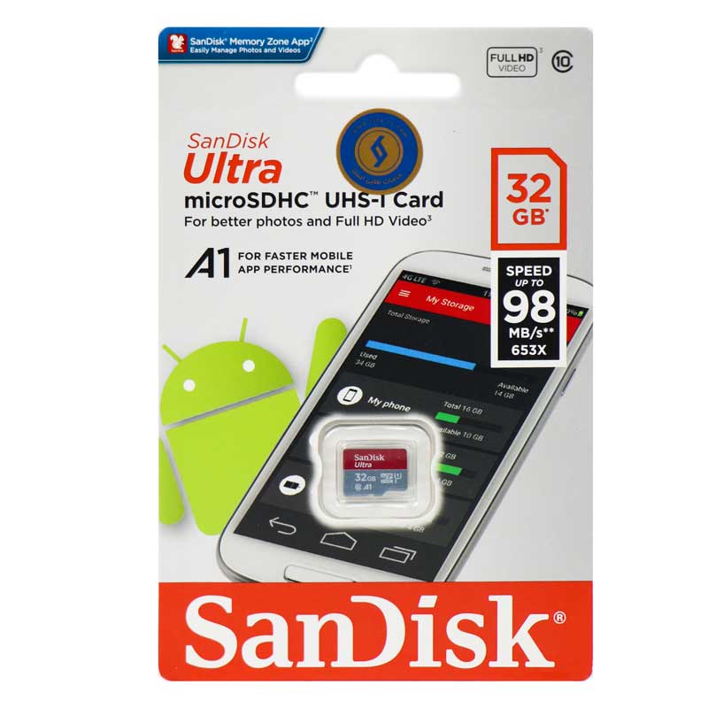 رم میکرو ۳۲ گیگ سن دیسک SanDisk Ultra U1 A1 98MB/s بدون خشاب