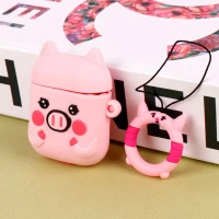 محافظ AirPods 1 / 2 سیلیکونی عروسکی خوک صورتی